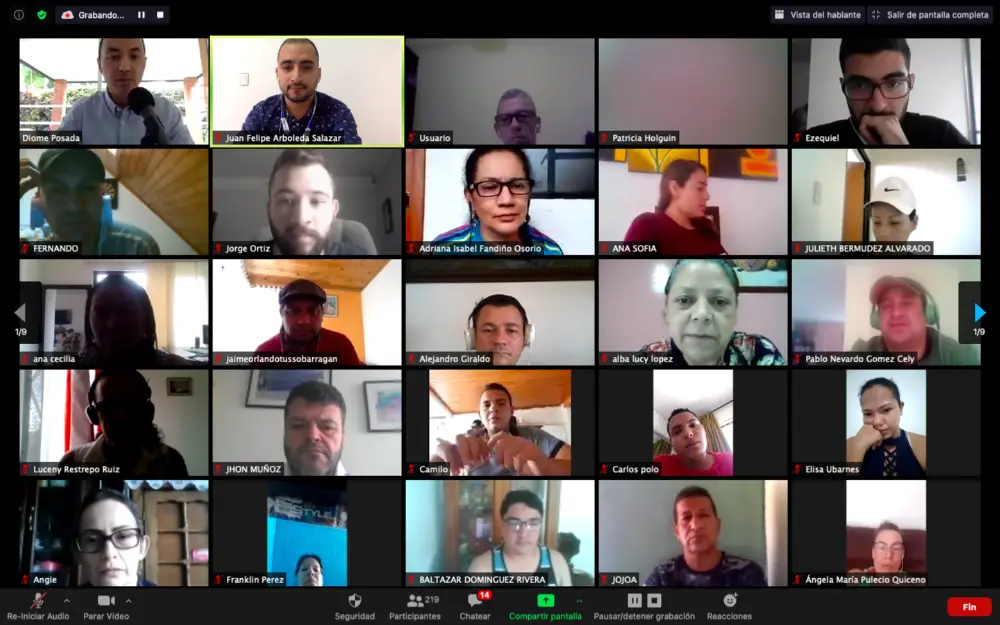 Reunión vía zoom de  la convocatoria Sector Defensa